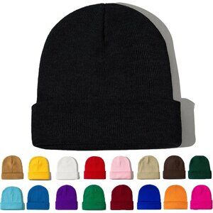 Beanie for Women Men Ski Watch Cap Cuffed Plain Skull Knit Hat Soft Fisherman Wi